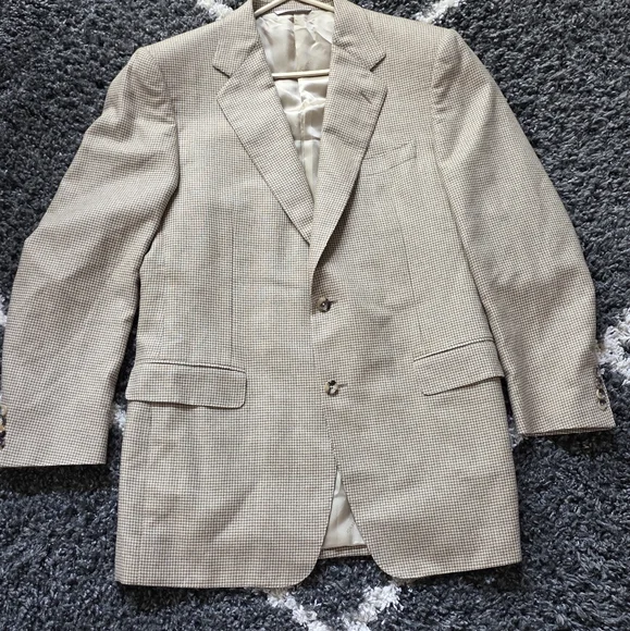 CANALI Italy Men's Blazer Size US 42L EU/IT 52 Houndstooth50% Silk/50%Cashmere